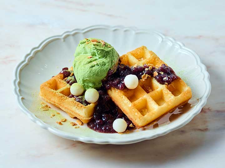 抹茶クリーム＆あずきワッフル